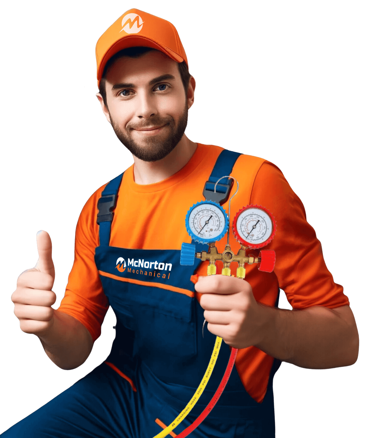 Repairman Holding Gauge