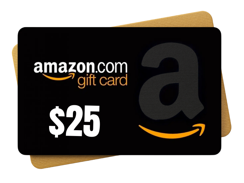 $25 Amazon gift card for HVAC maintenance referral, featuring a colorful design and the Amazon logo