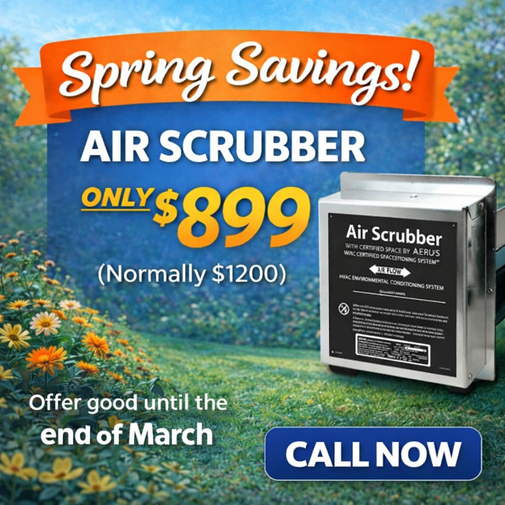 Spring savings on air scrubber for $899, featured on the Mc Norton Company website landing page.
