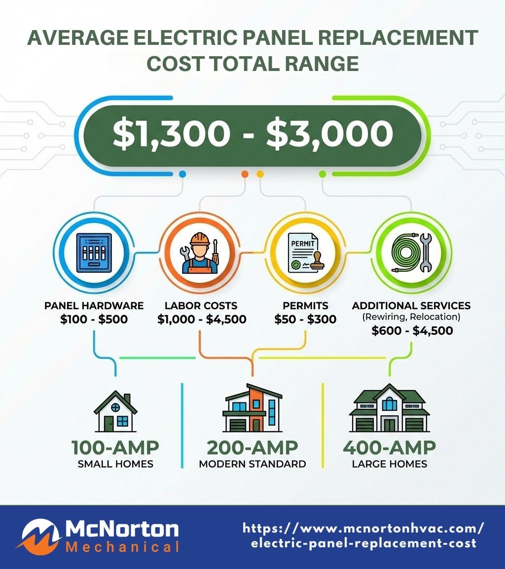 user-inserted Infographic showing average electric panel replacement cost breakdown
